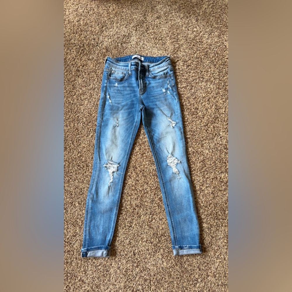 Flying Monkey Blue Skinny Jeans with Distressed Details